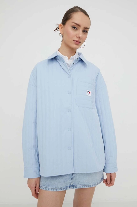 Tommy Jeans geacă cu aspect de cămașă de tranziție, oversize DW0DW17522