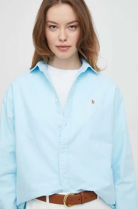 Bavlnená košeľa Polo Ralph Lauren dámska, voľný strih, s klasickým golierom