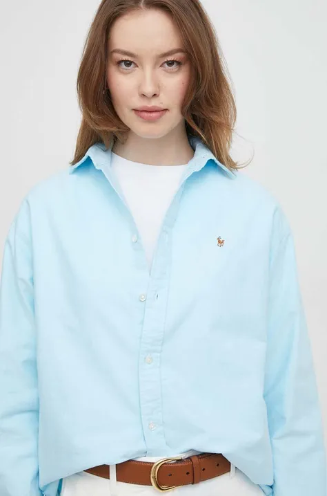 Polo Ralph Lauren cămașă din bumbac femei, cu guler clasic, relaxed 211931064