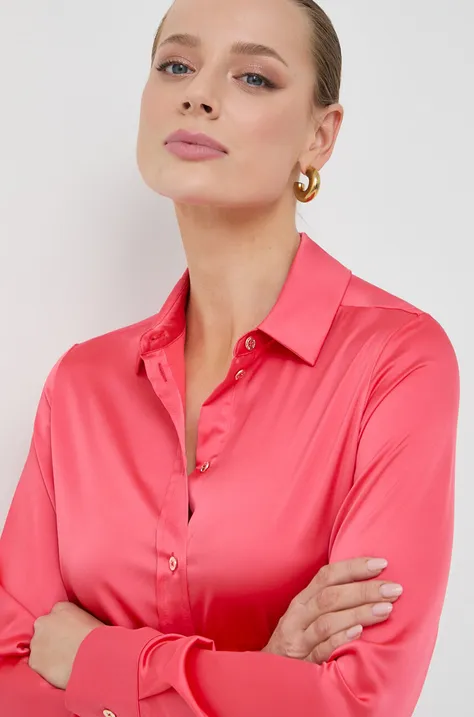 Marciano Guess camasa femei, culoarea roz, cu guler clasic, regular