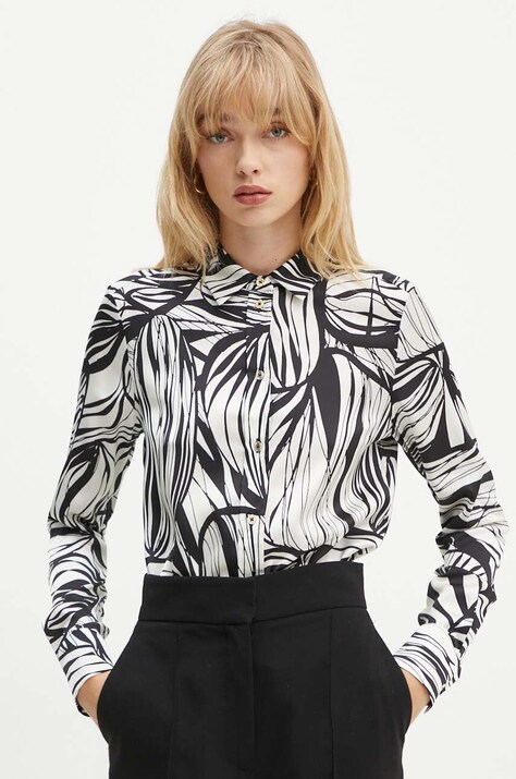 Marciano Guess camasa femei, culoarea negru, cu guler clasic, regular