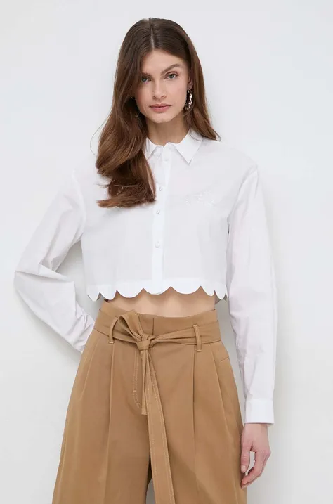 Хлопковая рубашка Twinset женская цвет белый relaxed классический воротник