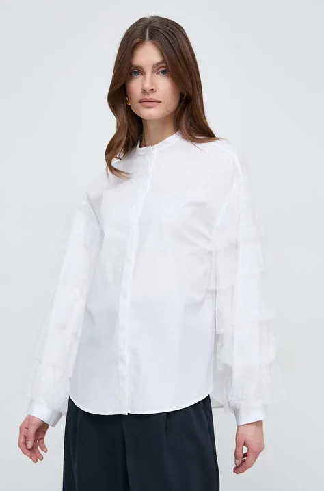 Pamučna košulja Twinset za žene, boja: bijela, relaxed