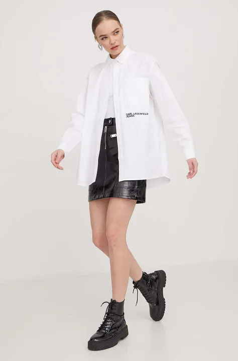 Bombažna srajca Karl Lagerfeld Jeans ženska, bela barva