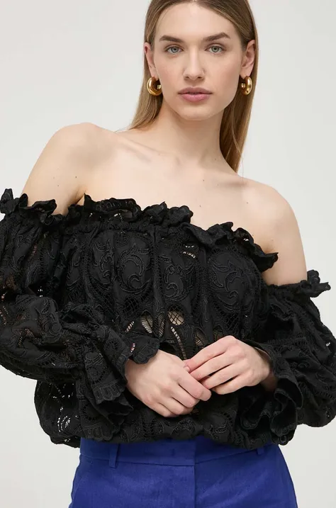 Блузка Luisa Spagnoli жіноча колір чорний однотонна