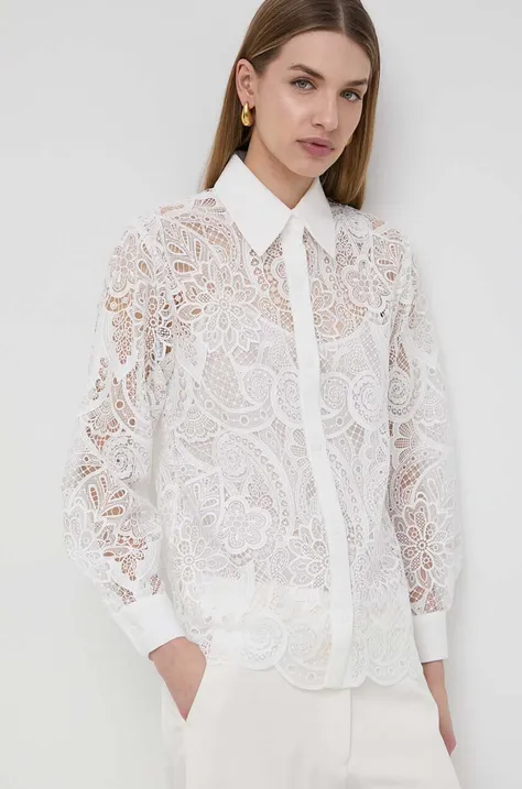Сорочка Luisa Spagnoli жіноча колір білий regular класичний комір