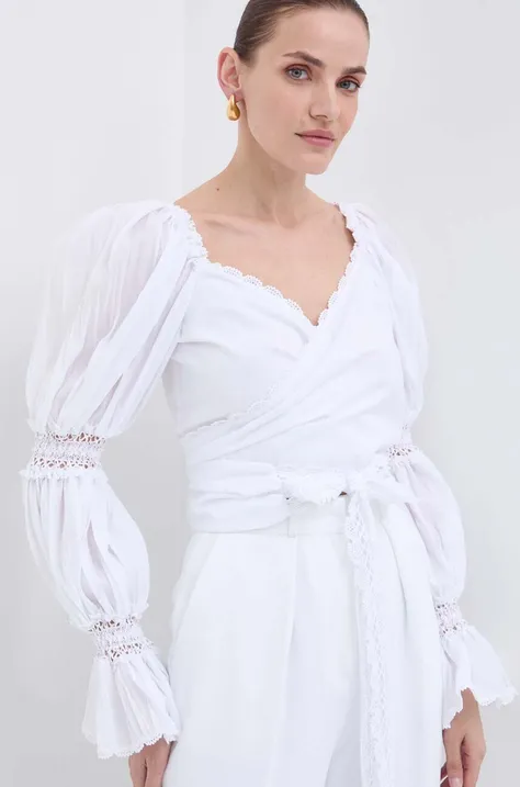 Košulja Luisa Spagnoli RUNWAY COLLECTION za žene, boja: bijela, slim, 541165