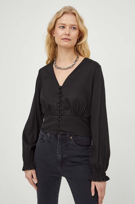 Levi's camasa femei, culoarea negru, regular