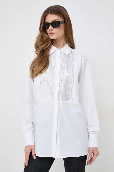 Βαμβακερό πουκάμισο Karl Lagerfeld χρώμα: άσπρο