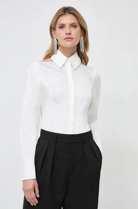 Karl Lagerfeld camasa femei, culoarea alb, cu guler clasic, regular