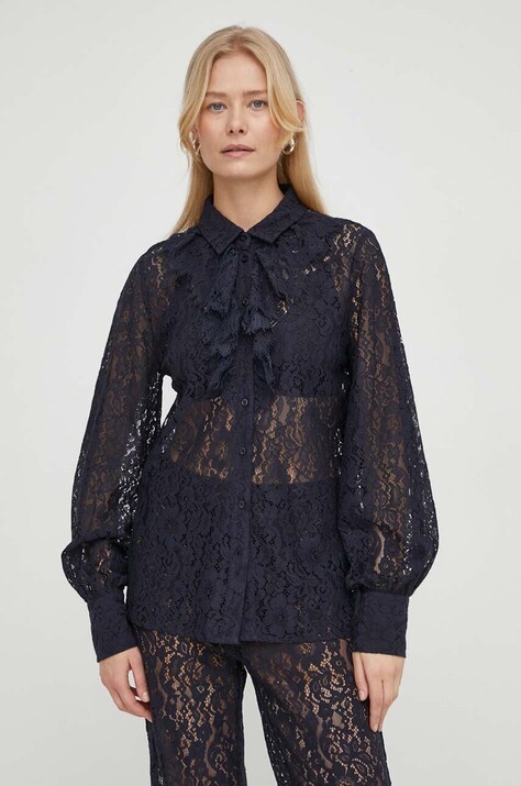 Сорочка Bruuns Bazaar жіноча колір синій regular класичний комір