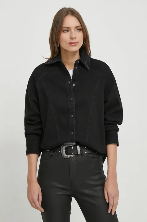 Джинсова сорочка Pepe Jeans жіноча колір чорний regular класичний комір