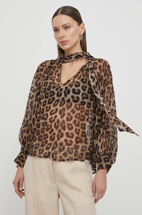 BA&SH bluza femei, culoarea maro, modelator