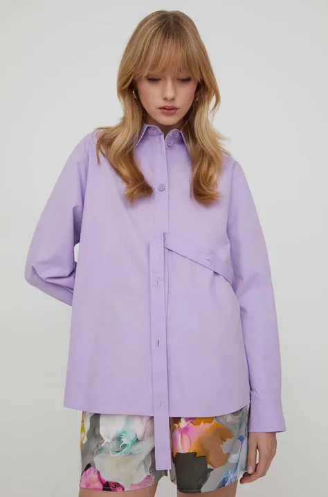 Хлопковая рубашка Stine Goya Martina Solid женская цвет фиолетовый relaxed классический воротник