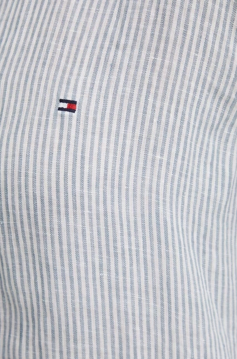 Tommy Hilfiger koszula lniana kolor niebieski regular z kołnierzykiem klasycznym WW0WW42036