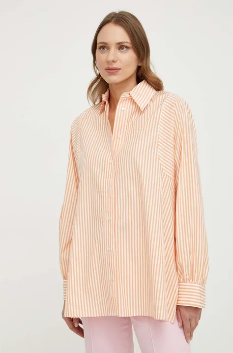 Bavlnená košeľa Weekend Max Mara dámska, oranžová farba, regular, s klasickým golierom