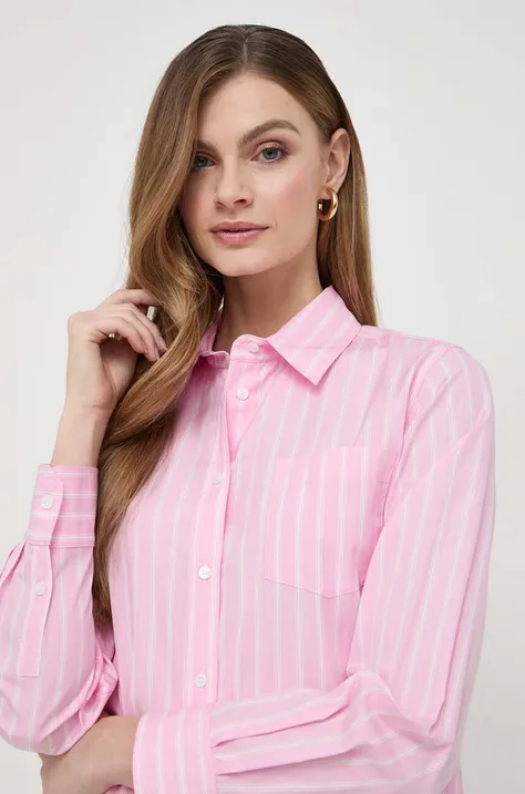 Pamučna košulja Weekend Max Mara za žene, boja: ružičasta, regular, s klasičnim ovratnikom, 2415111121600
