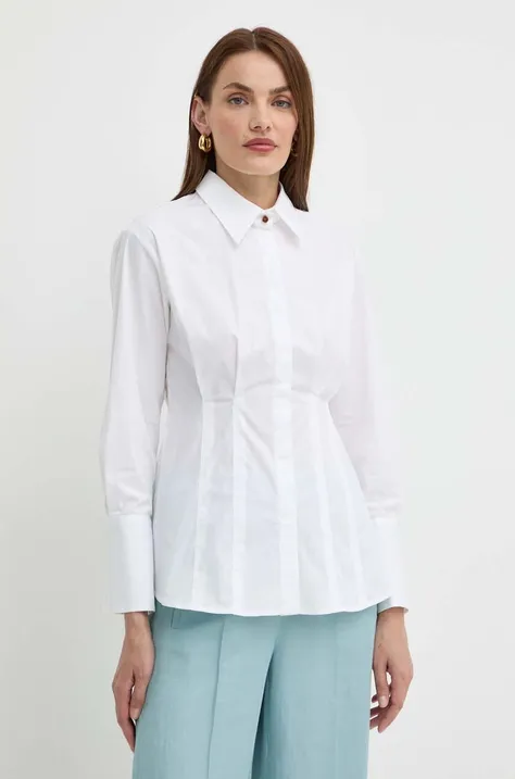 Košeľa Marella dámska, biela farba, slim, s klasickým golierom, 2413111061200