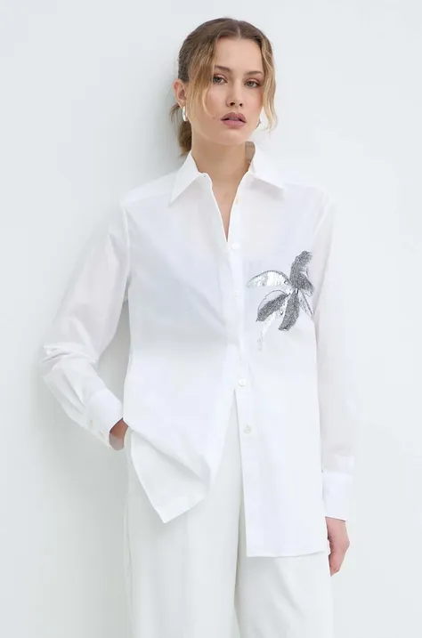 Сорочка Marella жіноча колір білий relaxed класичний комір 2413111121200