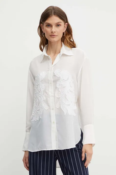 Košile MAX&Co. dámská, béžová barva, relaxed, s klasickým límcem, 2416111031200