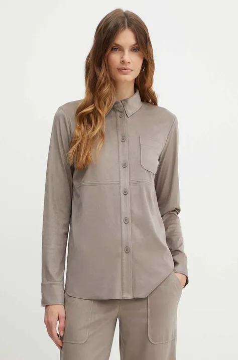 Košile MAX&Co. dámská, hnědá barva, regular, s klasickým límcem, 2416911022200