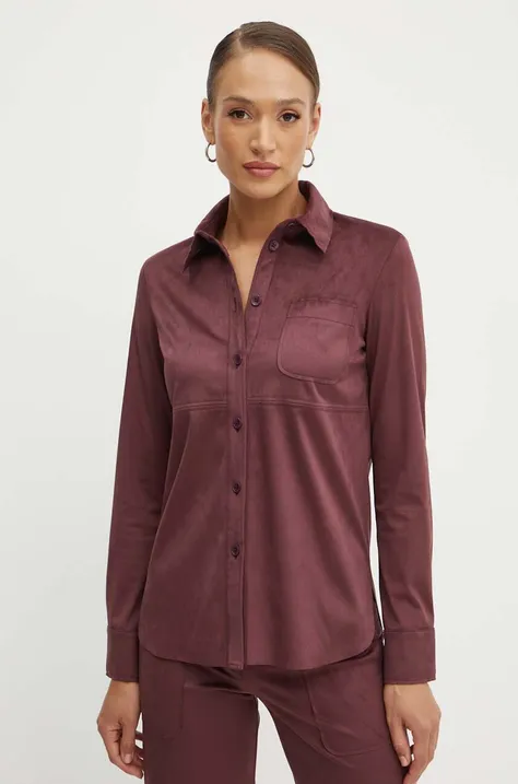 Риза MAX&Co. дамска в бордо със стандартна кройка с класическа яка 2416911022200