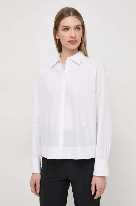 Памучна риза Armani Exchange дамска в бяло със стандартна кройка с класическа яка 3DYC07 YN3NZ