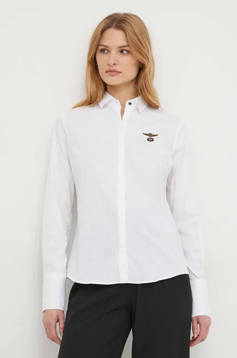 Рубашка Aeronautica Militare женская цвет белый regular классический воротник