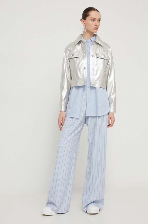 Бавовняна сорочка HUGO The Oversize Shirt — SS24-KDD0AG, блакитний — фото 2