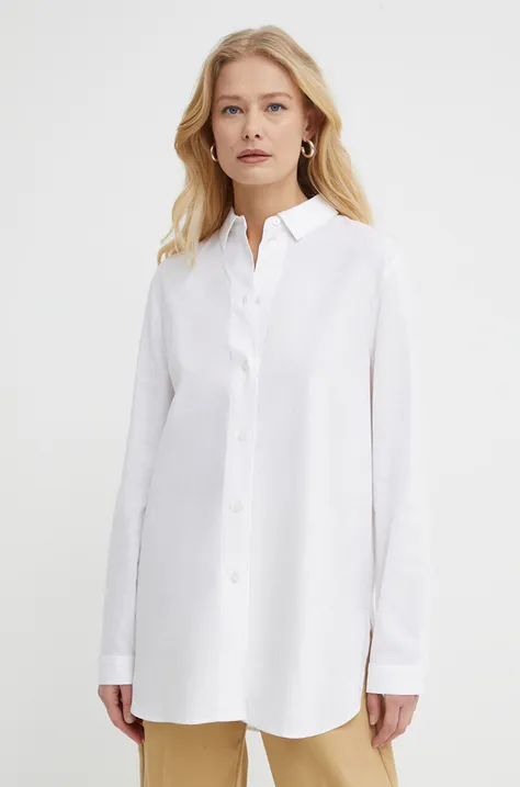 Льняная рубашка Armani Exchange цвет белый regular классический воротник 3DYC08 YN3RZ
