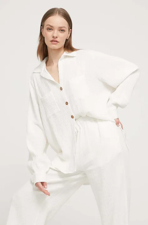 Хлопковая рубашка Billabong Swell женская цвет белый relaxed классический воротник ABJWT00487