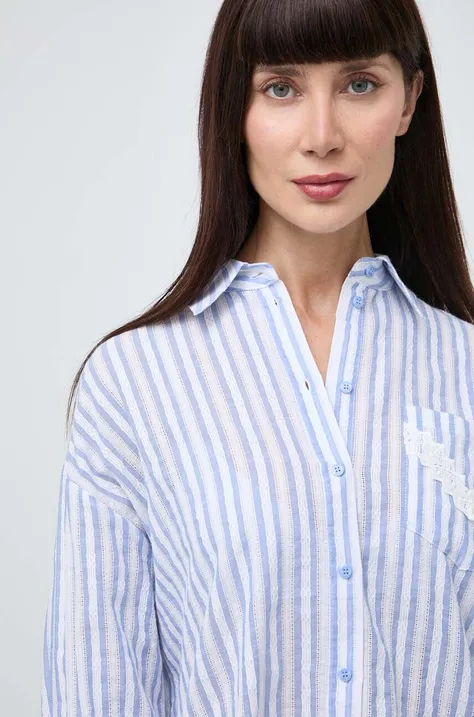Bavlnená košeľa Twinset dámska, voľný strih, s klasickým golierom