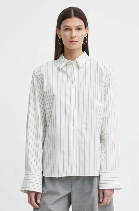 Bavlnená košeľa Gestuz dámska,biela farba,voľný strih,s klasickým golierom,10908660