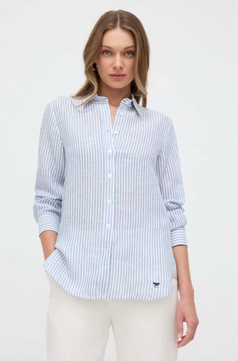 Weekend Max Mara camicia di lino colore blu