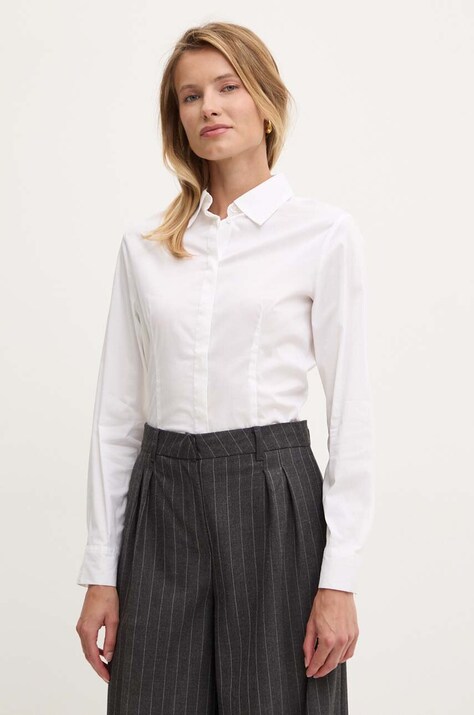 United Colors of Benetton camasa femei, culoarea alb, cu guler clasic, regular