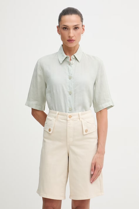 United Colors of Benetton košulja za žene od lana zelena 5BML5QB75