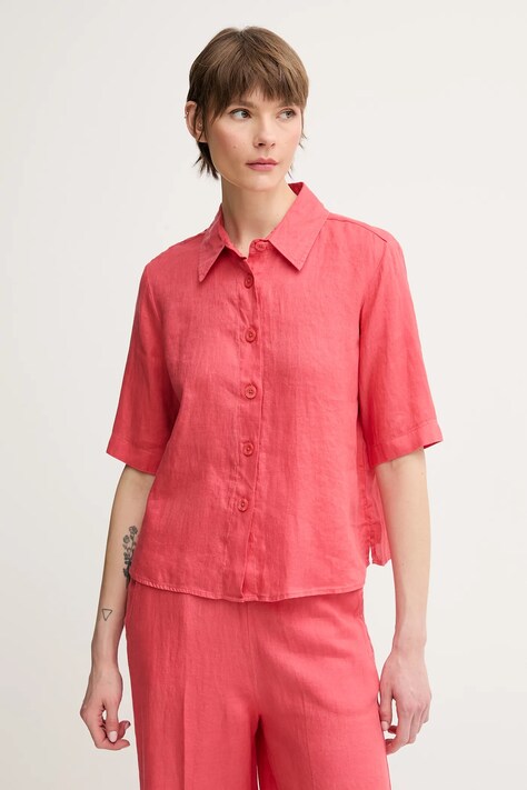 United Colors of Benetton camasa de in culoarea maro, cu guler clasic, regular