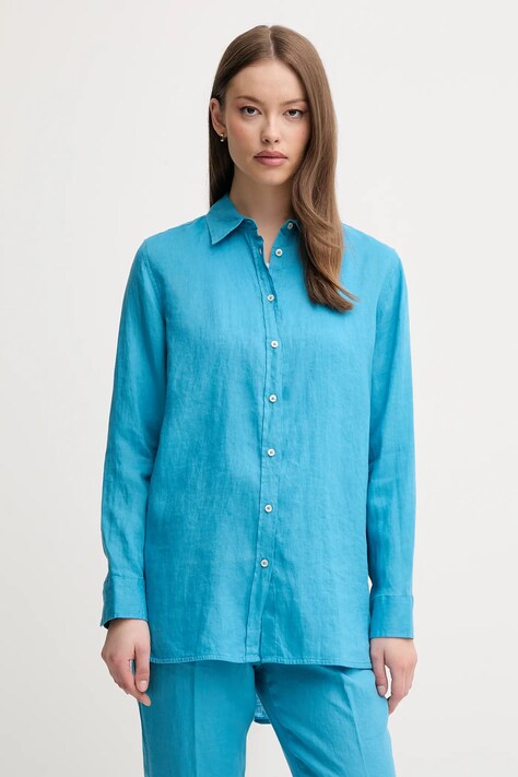 United Colors of Benetton camasa de in culoarea verde, cu guler clasic, regular