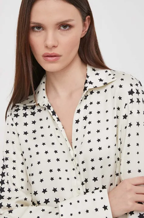 Рубашка Sisley женская цвет бежевый regular классический воротник
