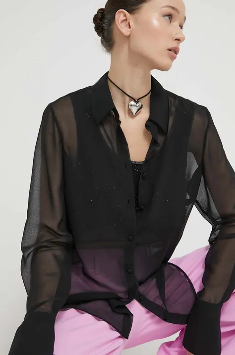Сорочка Blugirl Blumarine жіноча колір чорний regular класичний комір
