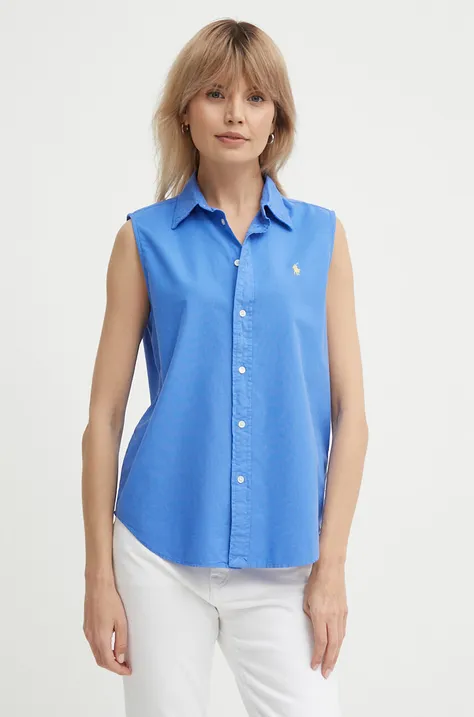 Хлопковая рубашка Polo Ralph Lauren женская regular классический воротник 211906512