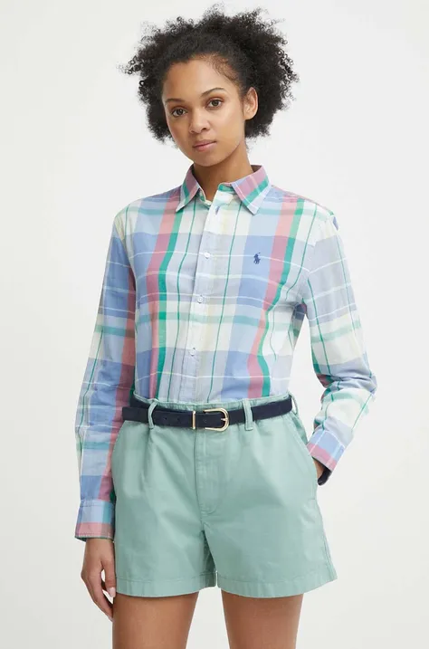 Хлопковая рубашка Polo Ralph Lauren женская relaxed классический воротник 211935129