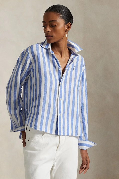 Polo Ralph Lauren camicia di lino colore blu  211935130