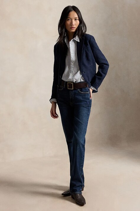 Polo Ralph Lauren сорочка жіноча лляна — SS24-KDD0D9, темно-синій — фото 3