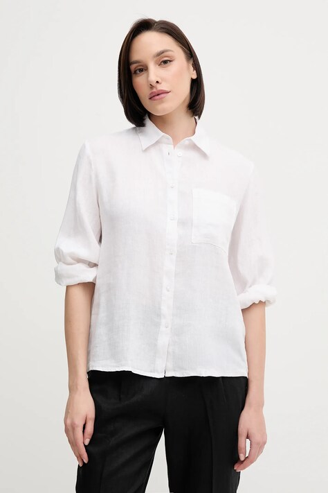Sisley camasa de in culoarea bej, cu guler clasic, relaxed