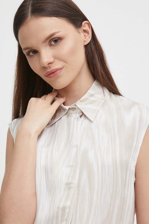 Сорочка Calvin Klein жіноча колір бежевий regular класичний комір K20K206682
