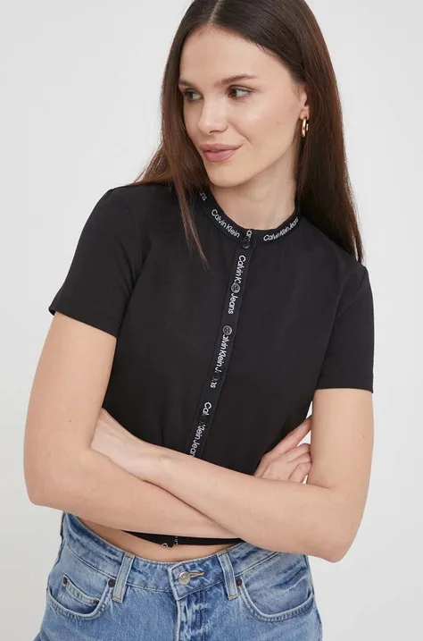 Košulja Calvin Klein Jeans za žene, boja: crna, slim