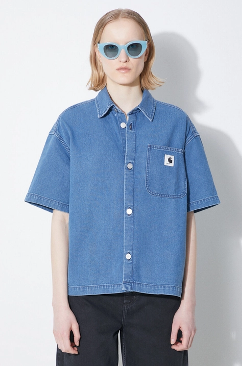 Carhartt WIP denim shirt Lovilia women's blue color I031935.160