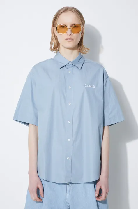 Carhartt WIP camicia in cotone Jaxon donna colore blu  I033080.27HXX