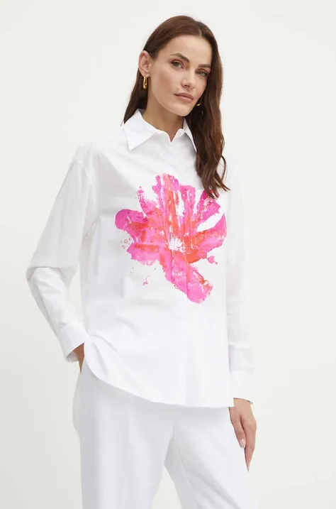 Памучна риза MAX&Co. дамска в бяло със свободна кройка с класическа яка 2416111063200